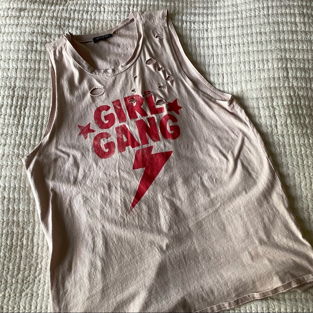 Girl Gang distressed tank